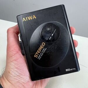 Aiwa HS-P12 Stereo Cassette Player Vintage Portable Walkman Auto Stop WORKS